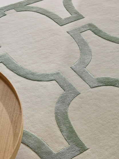 Alfombra de lana crema diseño para sala de estar