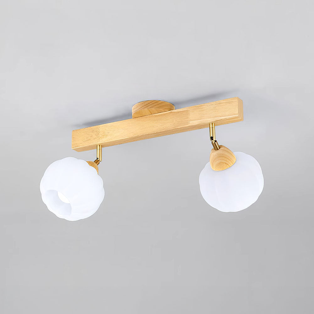 Foco de techo minimalista en crema y madera