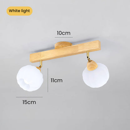 Foco de techo minimalista en crema y madera
