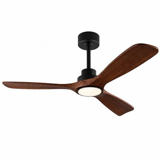 Luz de ventilador de techo con aspas de madera modernas