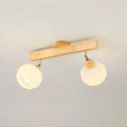 Foco de techo minimalista en crema y madera
