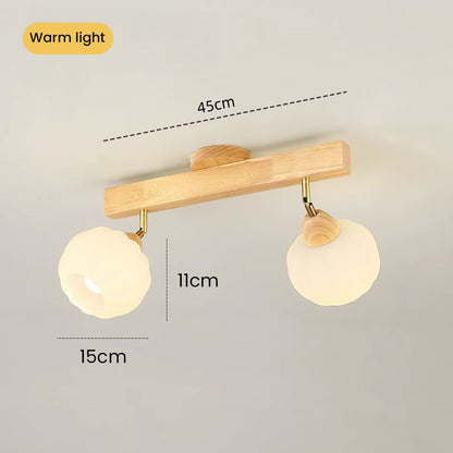 Foco de techo minimalista en crema y madera