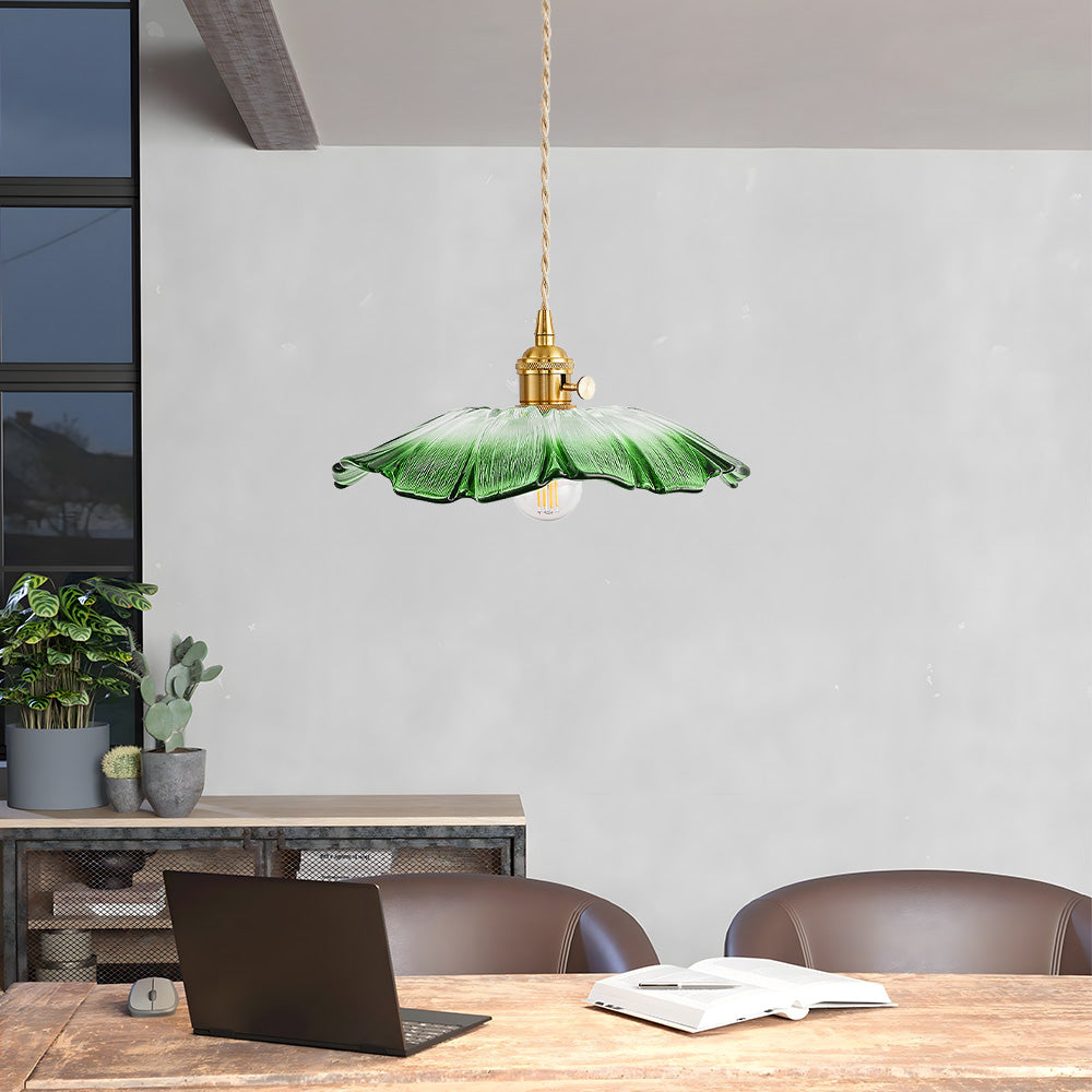 Lámpara colgante de vidrio con flores retro