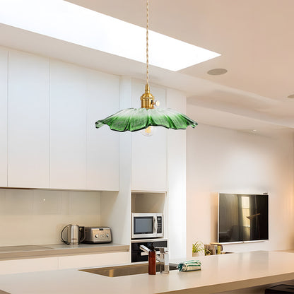 Lámpara colgante de vidrio con flores retro