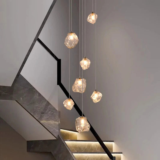 Lámpara de araña moderna de escalera LED