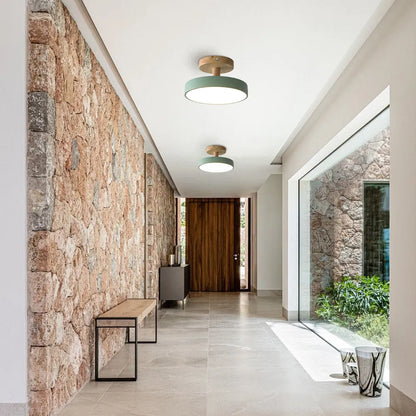 Lámpara de techo redonda de hierro con luz LED