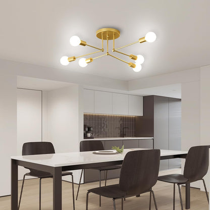 Lámpara de techo de hierro con racimo dorado