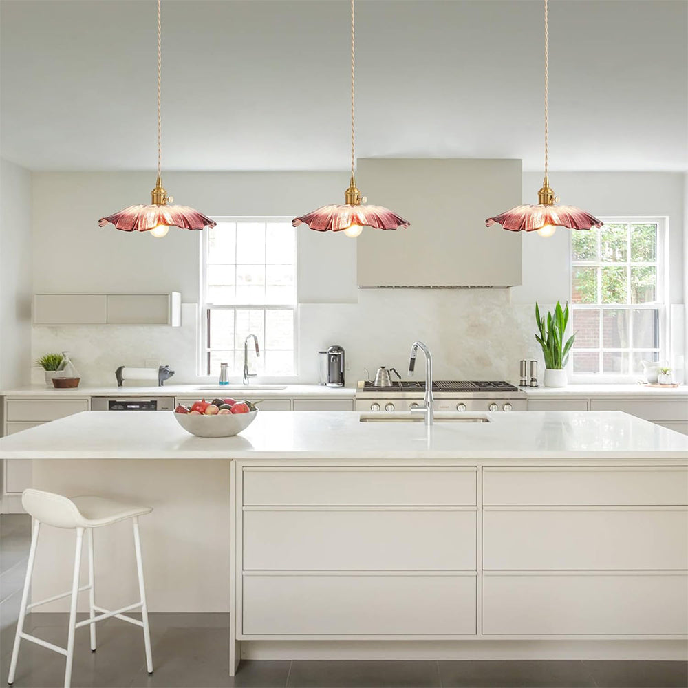 Lámpara colgante de vidrio con flores retro