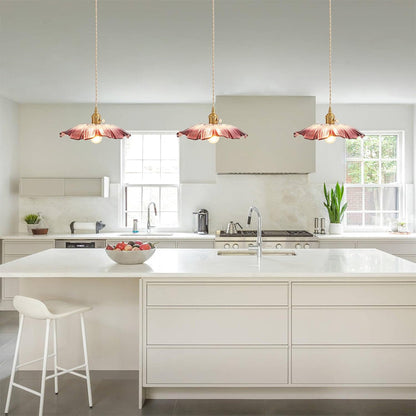 Lámpara colgante de vidrio con flores retro