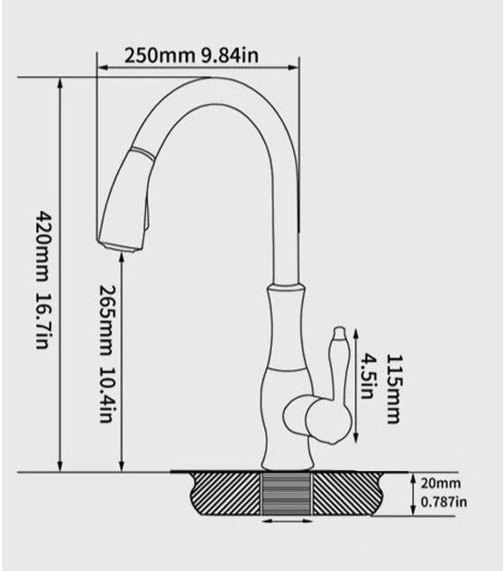 Grifo de cocina moderno extraíble