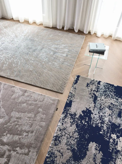 Alfombra gris de viscosa para sala de estar
