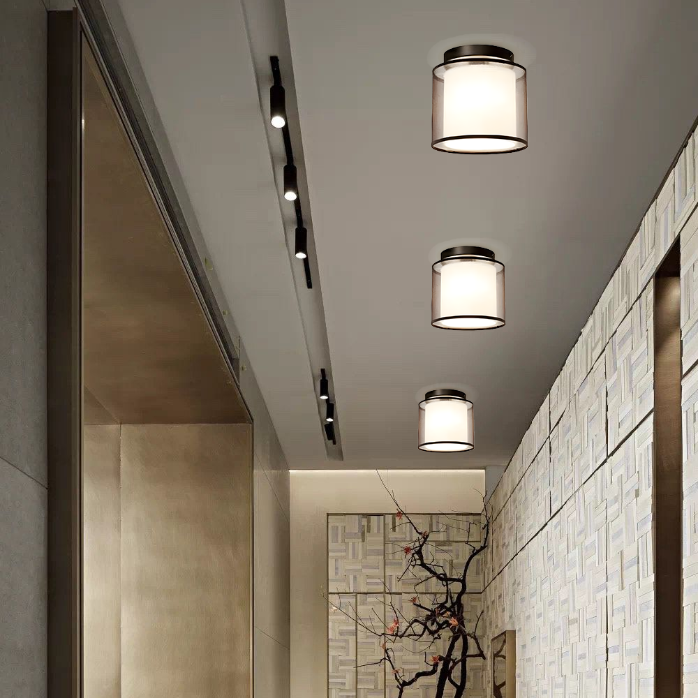 Lámpara de techo de tela antigua