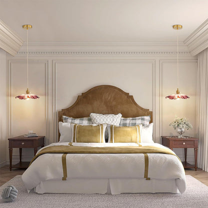 Lámpara colgante de vidrio con flores retro