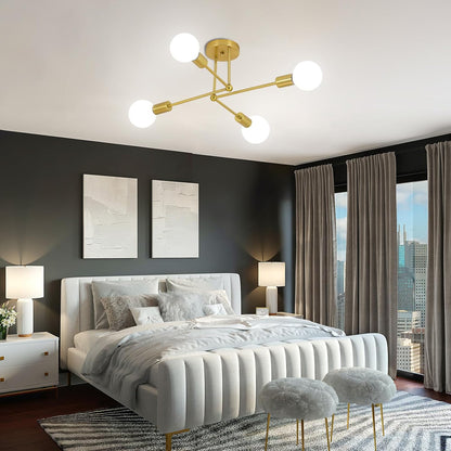 Lámpara de techo de hierro con racimo dorado