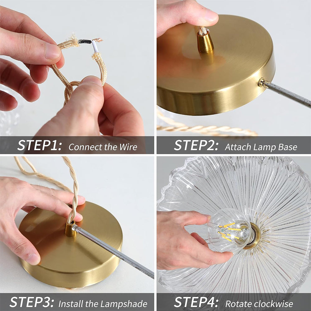 Lámpara colgante de vidrio con flores retro