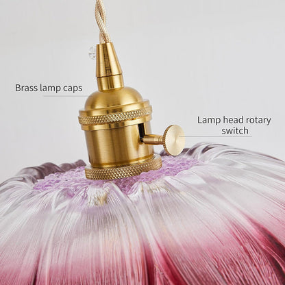 Lámpara colgante de vidrio con flores retro