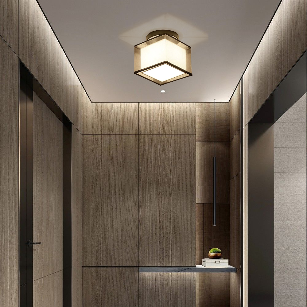 Lámpara de techo de tela antigua