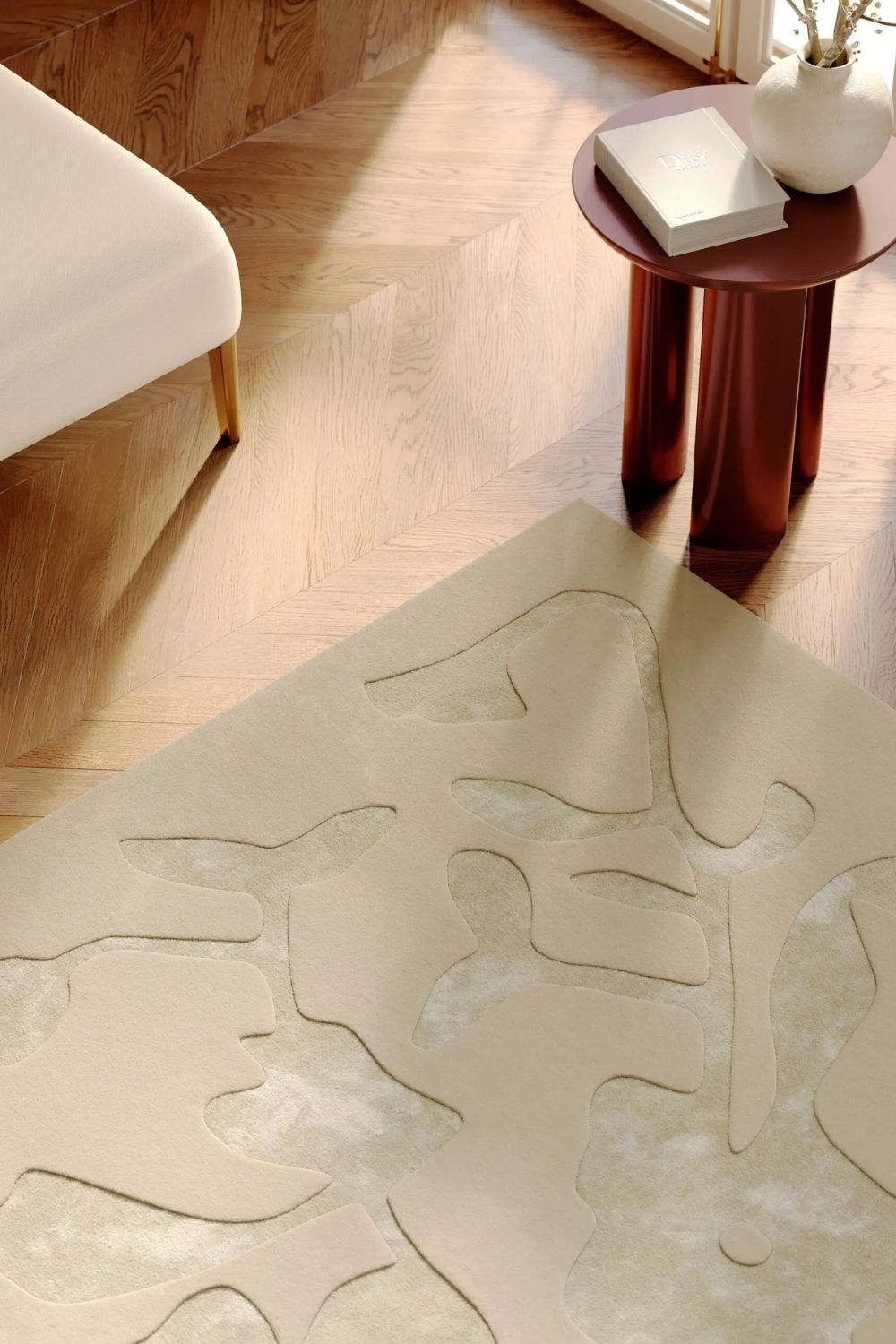 Alfombra de lana Burdeos elegante para sala de estar
