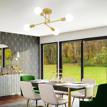 Lámpara de techo de hierro con racimo dorado