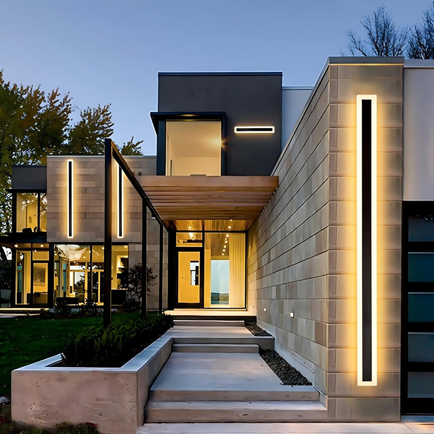 Lámpara de Pared Exterior Moderna Negra con LED IP65