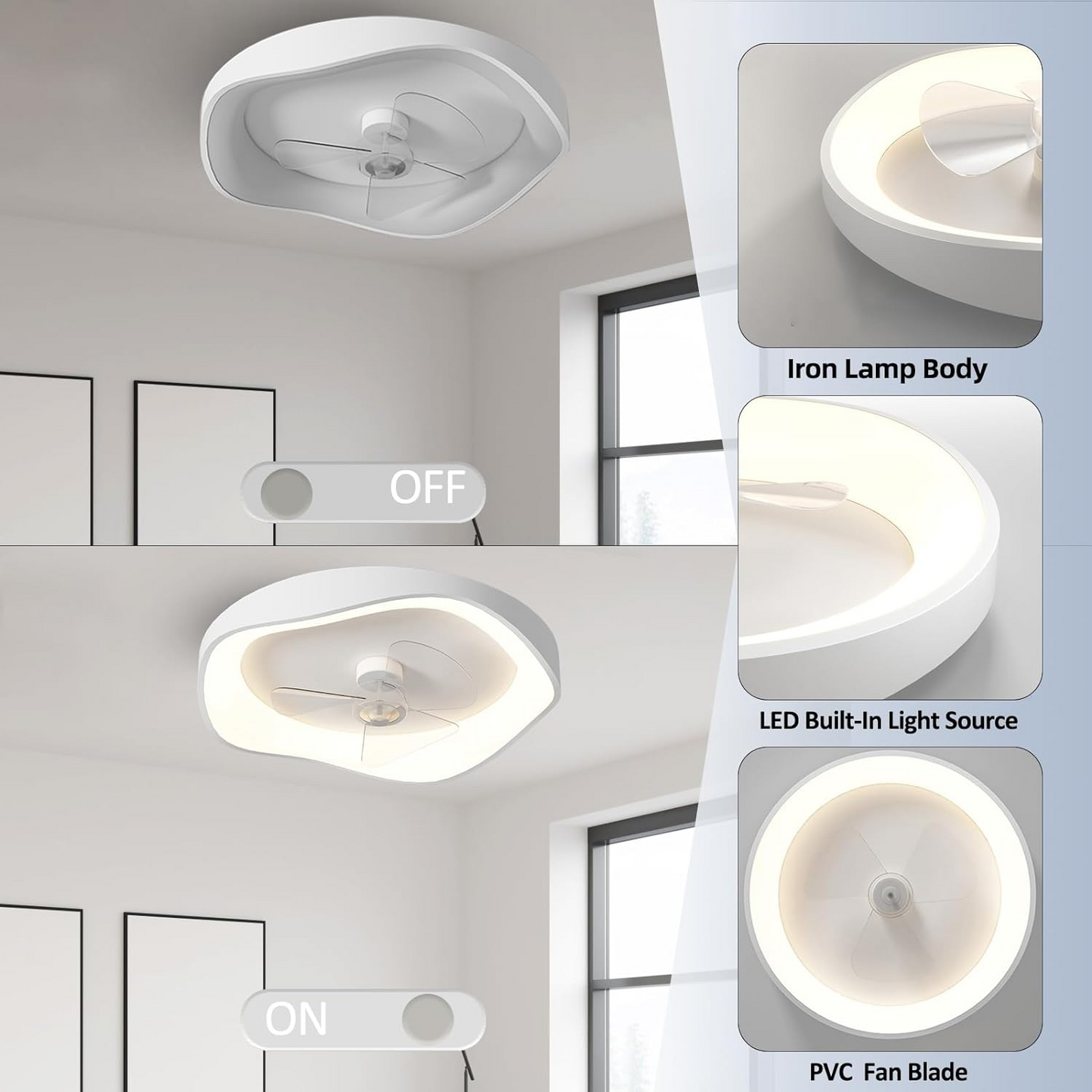 Luz de ventilador de techo LED moderna
