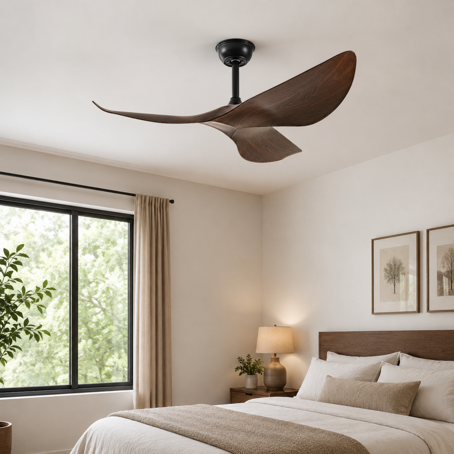 Ventilador de techo moderno de 3 aspas con motor DC