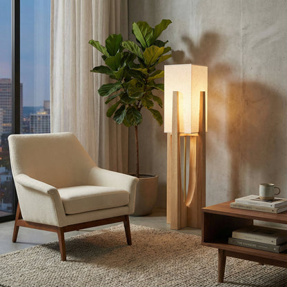Lámpara de pie minimalista de madera