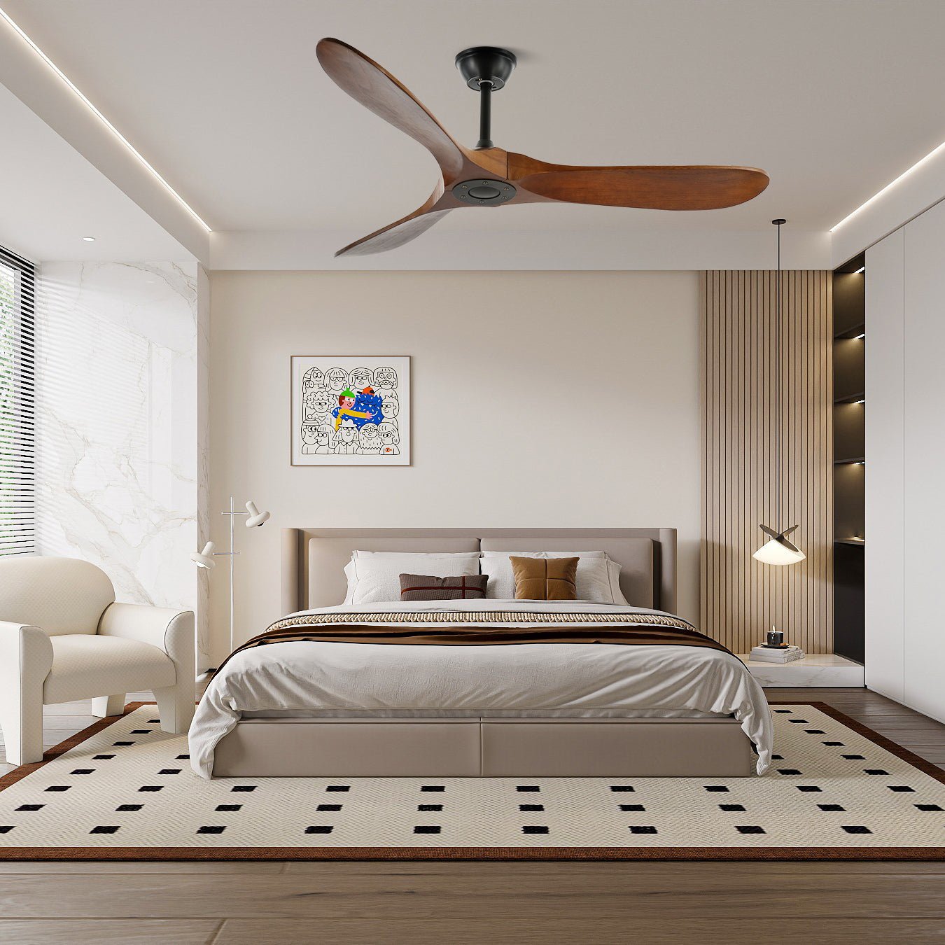Ventilador de techo moderno de madera