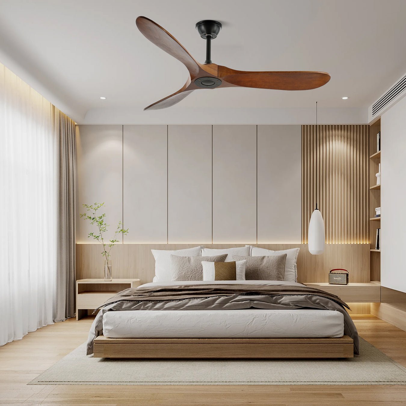 Ventilador de techo moderno de madera