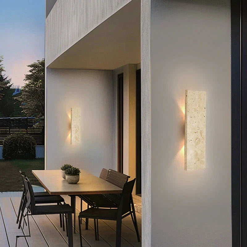 Luz de pared exterior LED de piedra natural