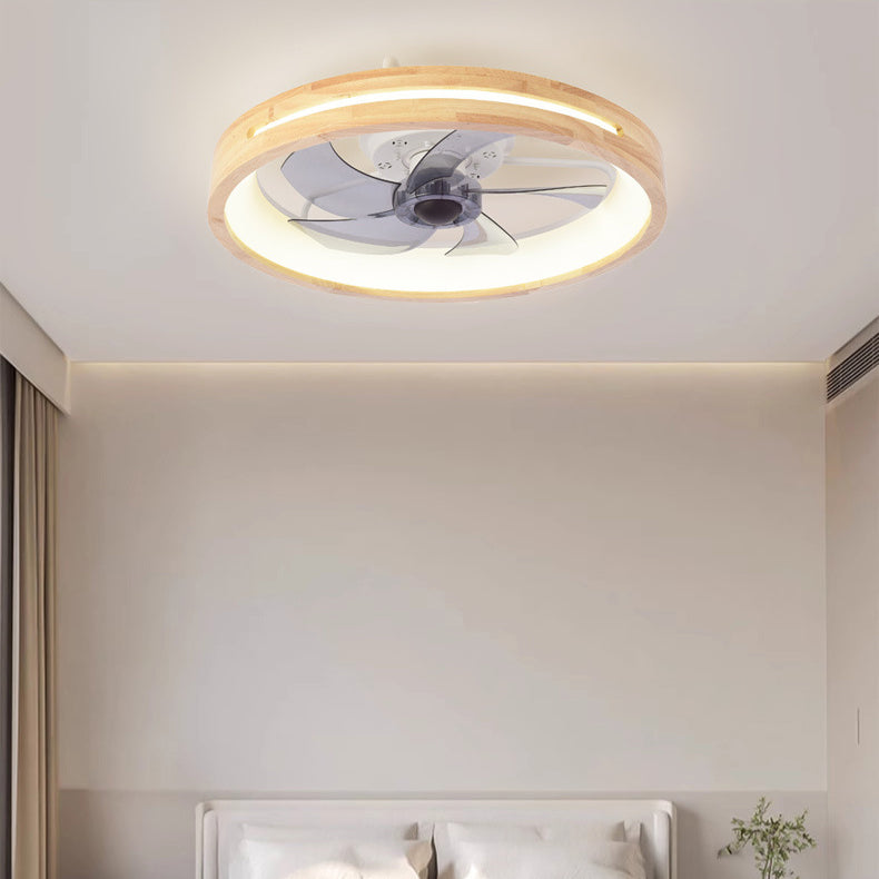 Ventilador de techo empotrado de madera japonesa con luz