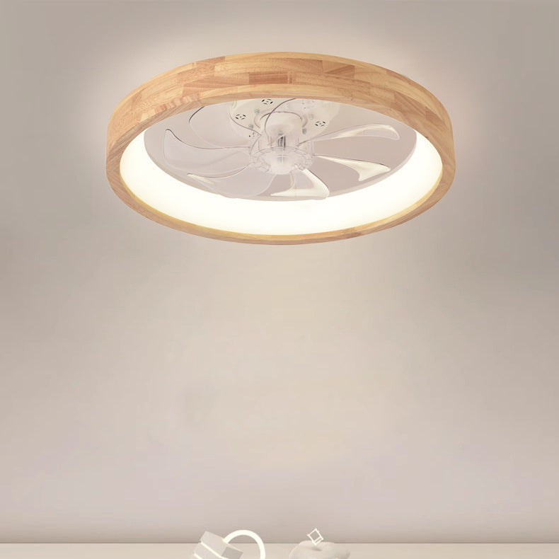 Ventilador de techo empotrado de madera japonesa con luz