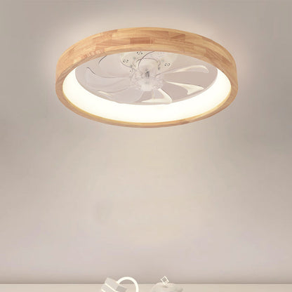 Ventilador de techo empotrado de madera japonesa con luz