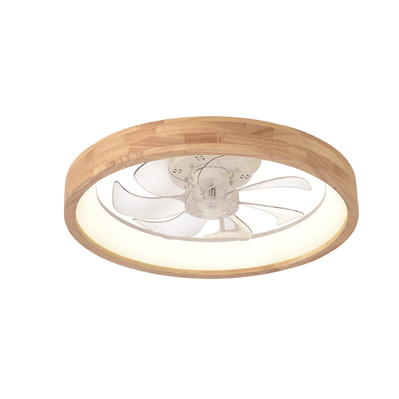Ventilador de techo empotrado de madera japonesa con luz