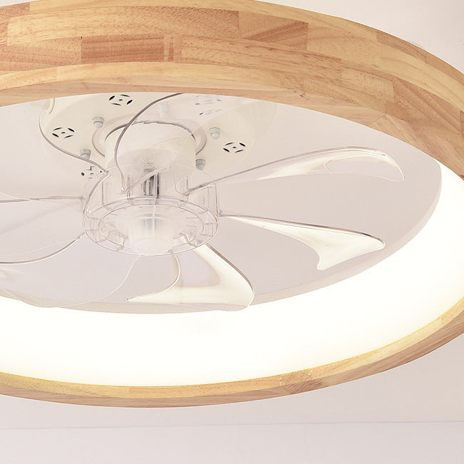 Ventilador de techo empotrado de madera japonesa con luz