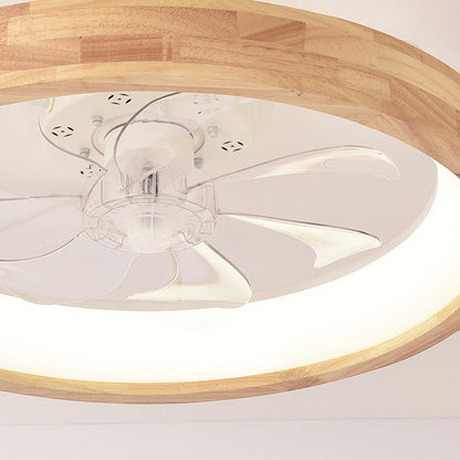 Ventilador de techo empotrado de madera japonesa con luz