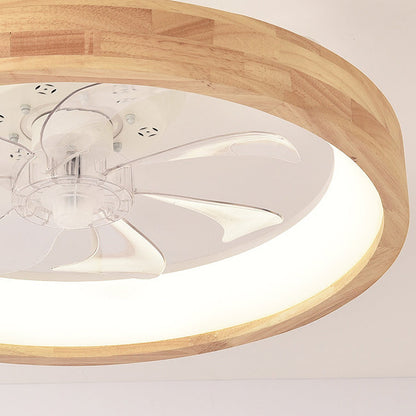 Ventilador de techo empotrado de madera japonesa con luz