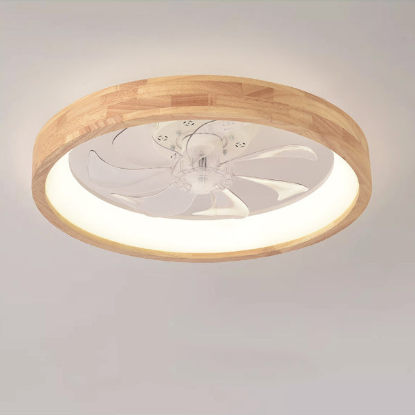 Ventilador de techo empotrado de madera japonesa con luz