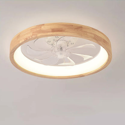 Ventilador de techo empotrado de madera japonesa con luz