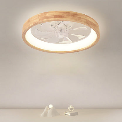 Ventilador de techo empotrado de madera japonesa con luz