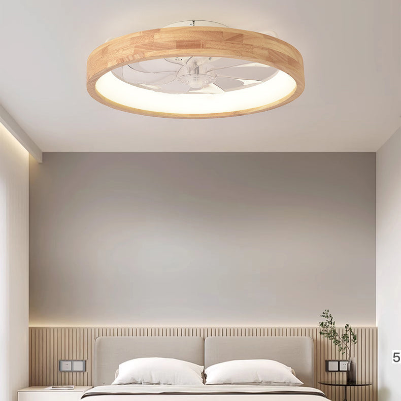 Ventilador de techo empotrado de madera japonesa con luz
