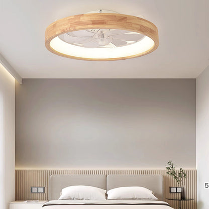 Ventilador de techo empotrado de madera japonesa con luz