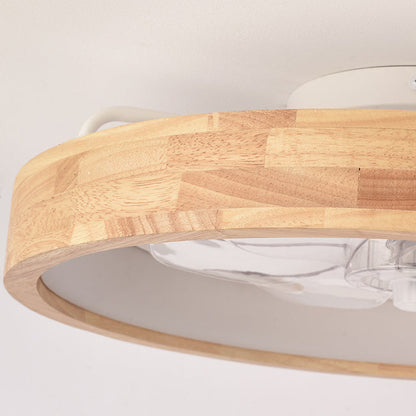 Ventilador de techo empotrado de madera japonesa con luz