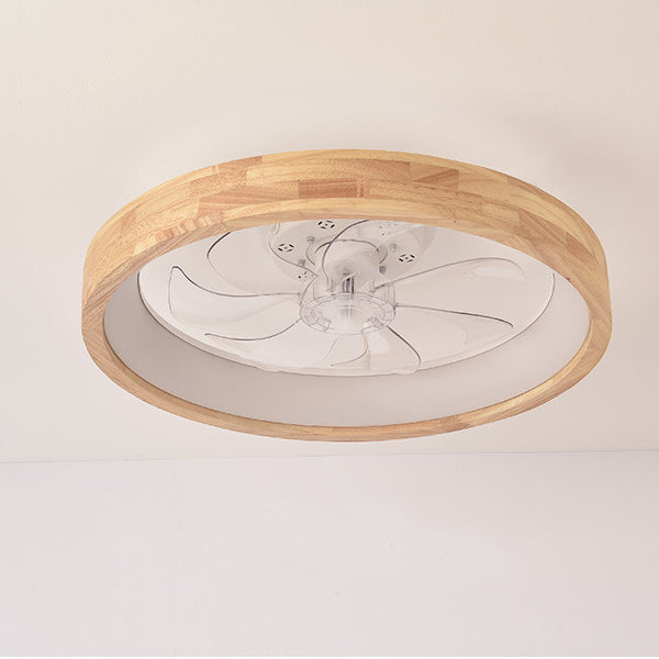 Ventilador de techo empotrado de madera japonesa con luz