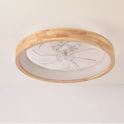 Ventilador de techo empotrado de madera japonesa con luz