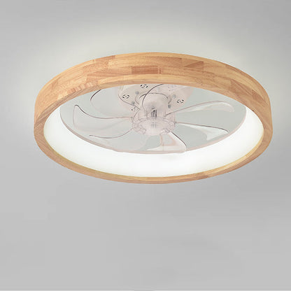 Ventilador de techo empotrado de madera japonesa con luz
