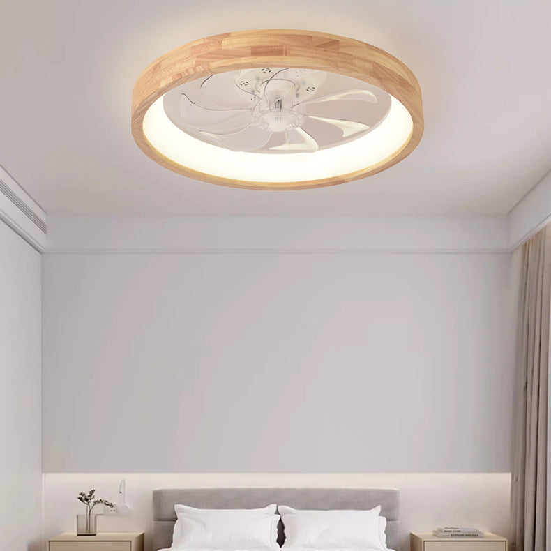 Ventilador de techo empotrado de madera japonesa con luz