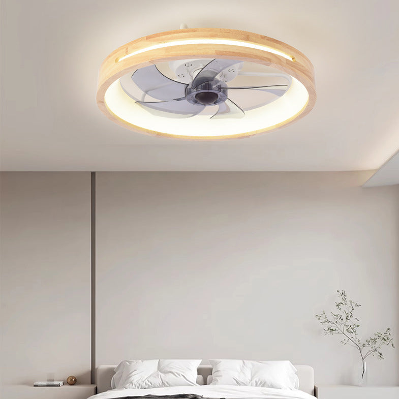 Ventilador de techo empotrado de madera japonesa con luz