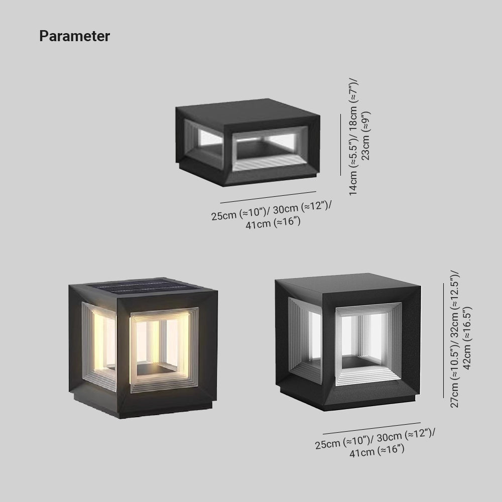 Luz de poste exterior moderna con cubo LED