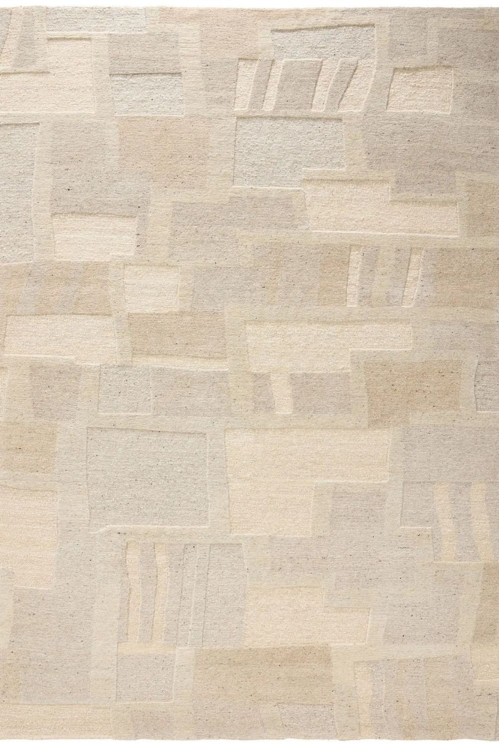 Alfombra beige de lana anudada a mano